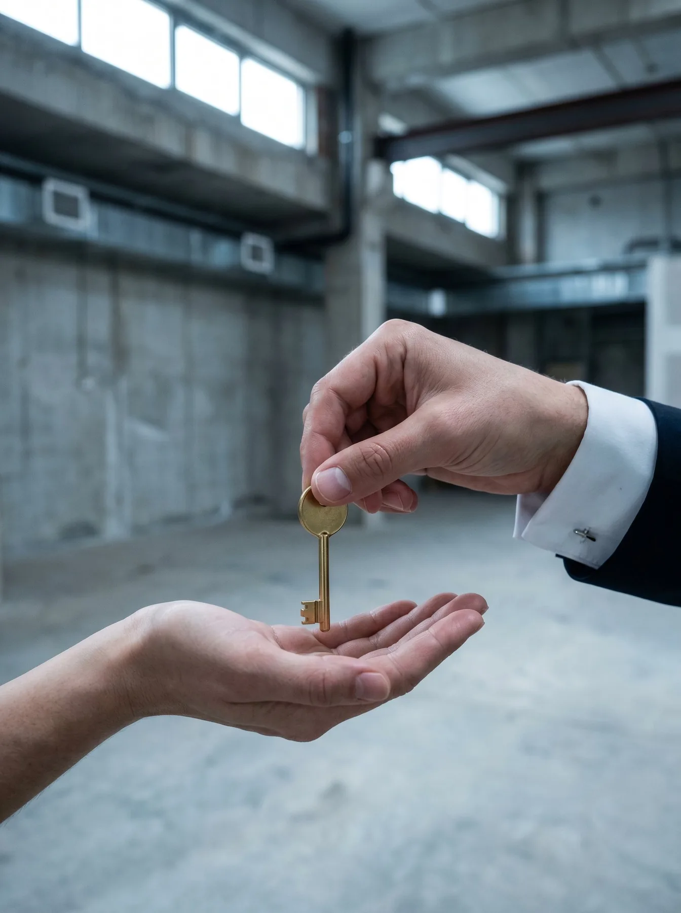 The handover — keys returned to the client, space ready to open